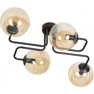 Brendi IV black&amp;honey glass balls semi flush ceiling light Emibig