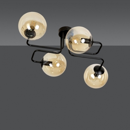 Brendi IV black&amp;honey glass balls semi flush ceiling light Emibig