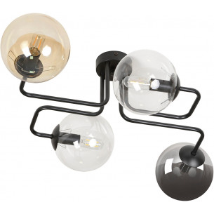 Brendi IV black&amp;multicolour glass balls semi flush ceiling light Emibig