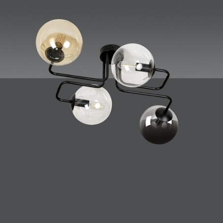 Stylowa Lampa sufitowa szklane kule Brendi IV czarny/multikolor Emibig do salonu i jadalni
