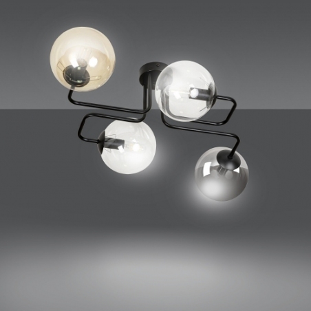 Brendi IV black&amp;multicolour glass balls semi flush ceiling light Emibig