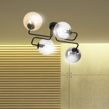 Brendi IV black&amp;multicolour glass balls semi flush ceiling light Emibig