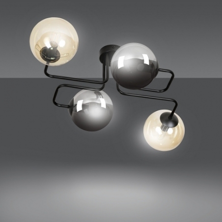 Brendi IV graphite&amp;honey glass balls semi flush ceiling light Emibig