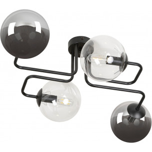 Brendi IV graphite&amp;transparent glass balls semi flush ceiling light Emibig