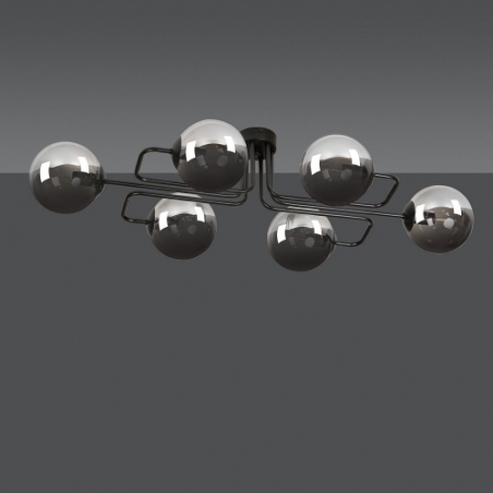 Stylowa Lampa sufitowa szklane kule Brendi VIA czarno-grafitowa Emibig do salonu i jadalni