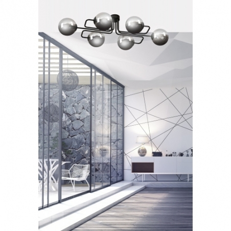Brendi VIA black&amp;graphite glass balls semi flush ceiling light Emibig