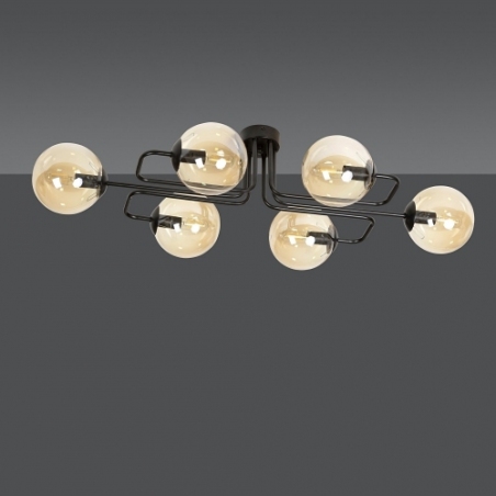 Brendi VIA black&amp;honey glass balls semi flush ceiling light Emibig