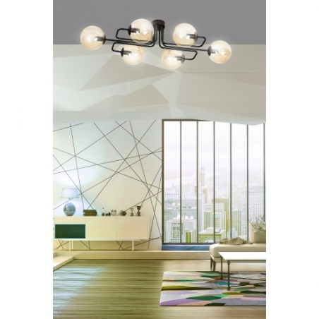 Brendi VIA black&amp;honey glass balls semi flush ceiling light Emibig