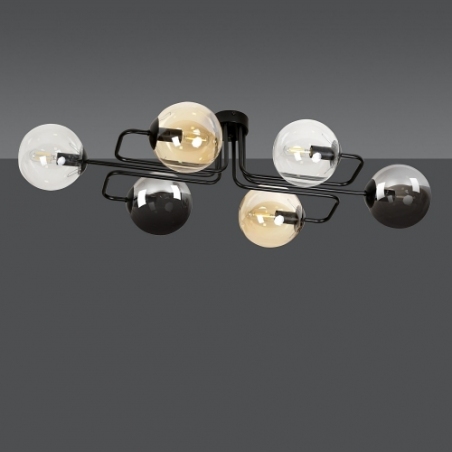 Brendi VIA black&amp;multicolour glass balls semi flush ceiling light Emibig