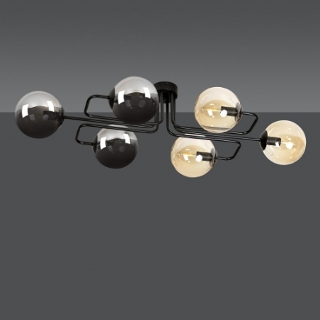 Brendi VIA graphite&amp;honey glass balls semi flush ceiling light Emibig