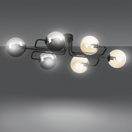 Brendi VIA graphite&amp;honey glass balls semi flush ceiling light Emibig