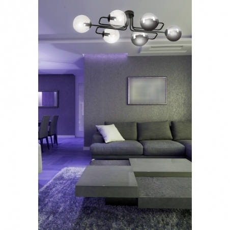 Brendi VIA graphite&amp;transparent glass balls semi flush ceiling light Emibig