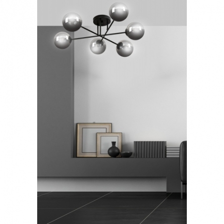 Brendi VIB black&amp;graphite glass balls semi flush ceiling light Emibig