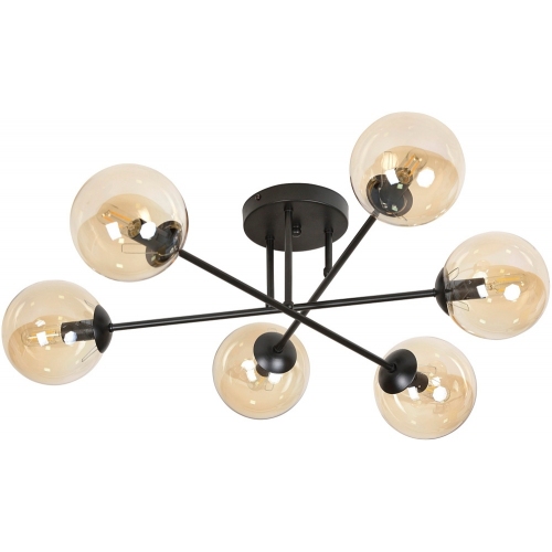 Brendi VIB black&amp;honey glass balls semi flush ceiling light Emibig