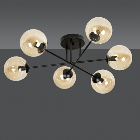 Brendi VIB black&amp;honey glass balls semi flush ceiling light Emibig