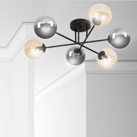 Brendi VIB graphite&amp;honey glass balls semi flush ceiling light Emibig