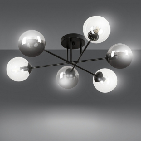 Brendi VIB graphite&amp;transparent glass balls semi flush ceiling light Emibig
