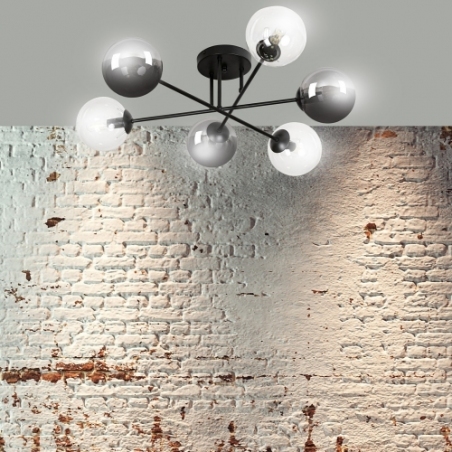 Brendi VIB graphite&amp;transparent glass balls semi flush ceiling light Emibig