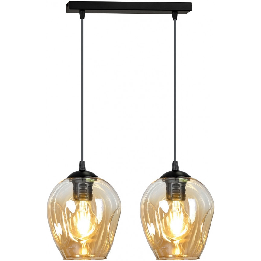 Istar II black&amp;honey double glass pendant lamp Emibig