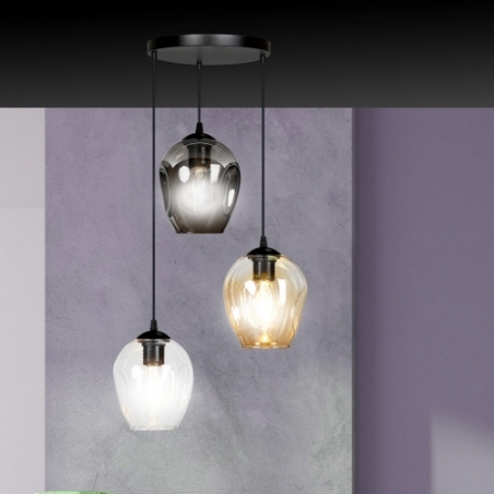 Istar III premium black&amp;multicolour glass pendant lamp Emibig