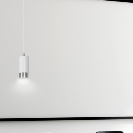 Stylowa Lampa wisząca punktowa Fumiko 8 biało-chromowana Emibig do salonu, kuchni i sypialni