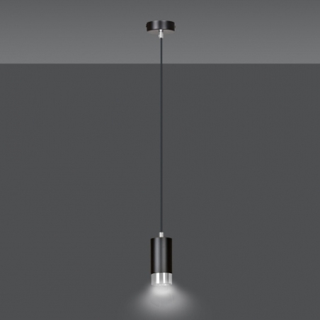 Stylowa Lampa wisząca punktowa Fumiko 8 czarno-chromowana Emibig do salonu, kuchni i sypialni