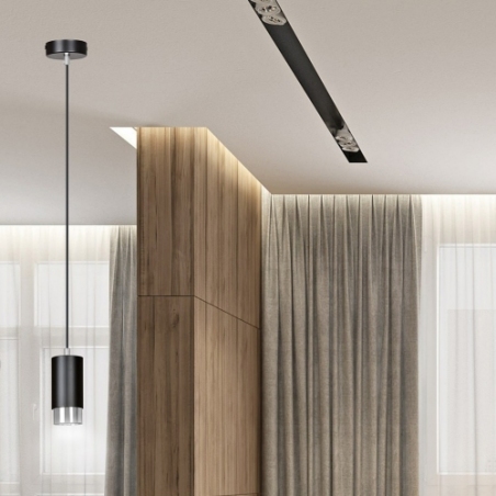 Stylowa Lampa wisząca punktowa Fumiko 8 czarno-chromowana Emibig do salonu, kuchni i sypialni