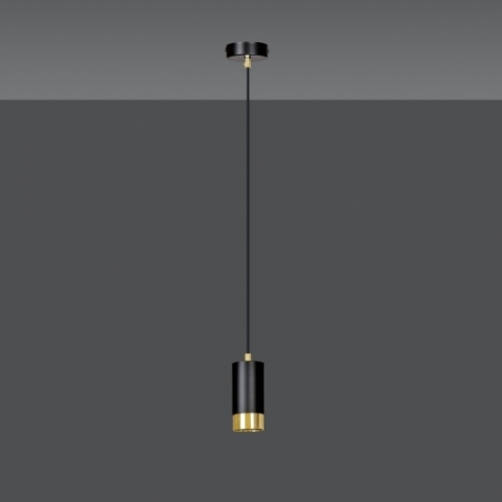 Stylowa Lampa wisząca punktowa Fumiko 8 czarno-złota Emibig do salonu, kuchni i sypialni