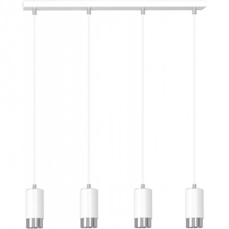 Stylowa Lampa wisząca 4 punktowa Fumiko IV biało-chromowana Emibig do salonu, kuchni i sypialni