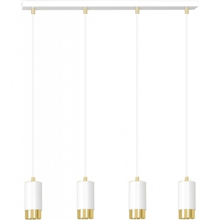 Stylowa Lampa wisząca 4 punktowa Fumiko IV biało-złota Emibig do salonu, kuchni i sypialni