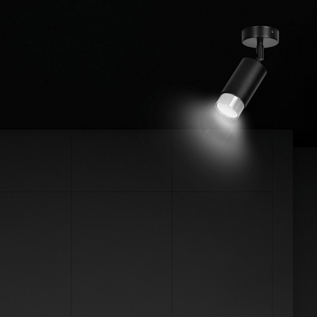 Regulowany Reflektor kierunkowy Hiro czarno-chromowany Emibig do kuchni i przedpokoju
