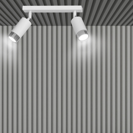 Kierunkowy Reflektor sufitowy podwójny Hiro II biało-chromowany Emibig do kuchni i przedpokoju