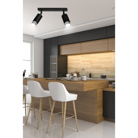 Hiro II black&amp;chrome double ceiling spotlight Emibig
