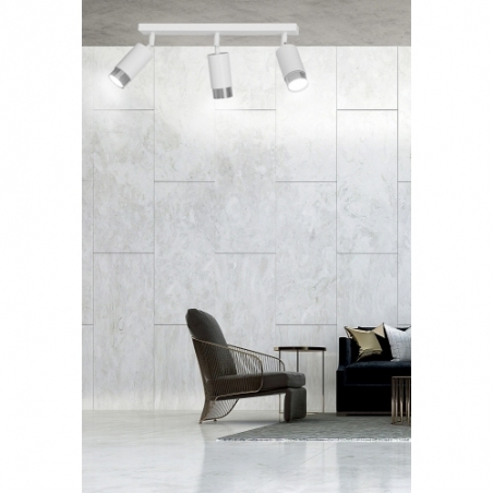 Hiro III white&amp;chrome triple ceiling spotlight Emibig