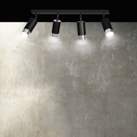 Hiro IV black&amp;chrome 4 points ceiling spotlight Emibig