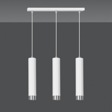Kibo III white&amp;chrome tubes triple pendant lamp Emibig
