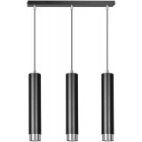 Elegancka Lampa potrójna wiszące tuby Kibo III czarno-chromowana Emibig nad stół