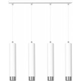 Elegancka Lampa wiszące tuby Kibo IV biało-chromowana Emibig nad stół