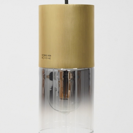 Zino 10 smoke glass&amp;brass glass pendant lamp Lucide