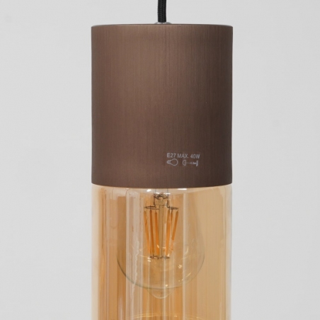 Zino 10 amber glass&amp;copper glass pendant lamp Lucide
