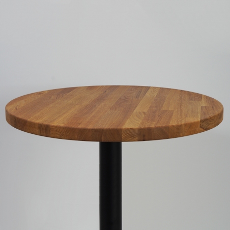 Industrialny Stół dębowy okrągły na jednej nodze Puro II Wood 80 Czarny Signal do kuchni, jadalni i salonu.