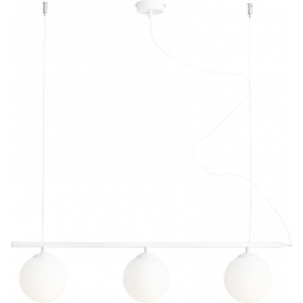 Stylowa Lampa wisząca 3 szklane kule Beryl Glass III biała Aldex nad stół