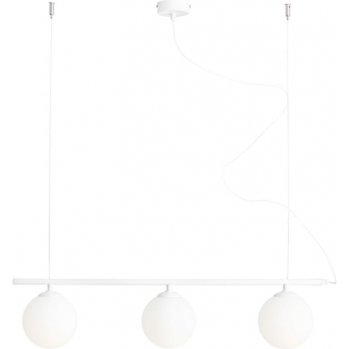 Stylowa Lampa wisząca 3 szklane kule Beryl Glass III biała Aldex nad stół