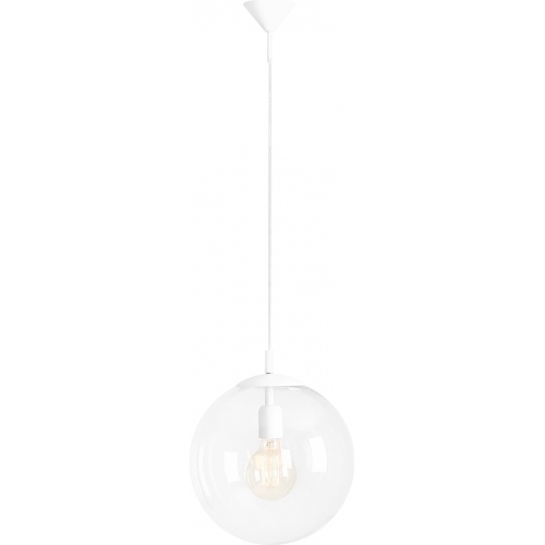 Stylowa Lampa wisząca szklana kula Globus White 30 przezroczysta Aldex salonu i kuchni