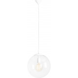 Stylowa Lampa wisząca szklana kula Globus White 30 przezroczysta Aldex salonu i kuchni
