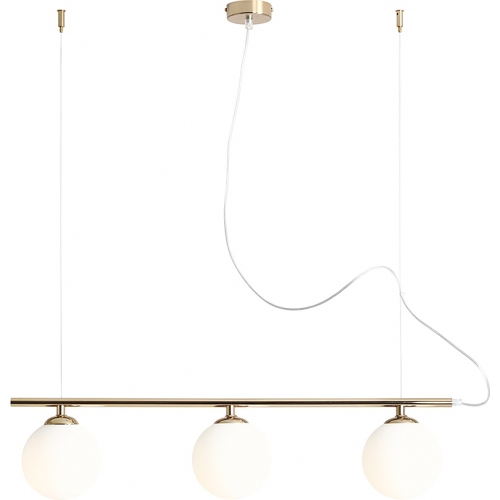 Beryl Glass III white&amp;gold glass balls linear pendant lamp Aldex