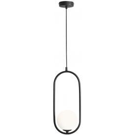Stylowa Lampa wisząca szklana kula designerska Riva Black 18 biało-czarna Aldex salonu i kuchni