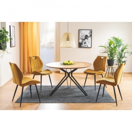 Stylowe Krzesło welurowe Arco Velvet żółte Signal do salonu i jadalni