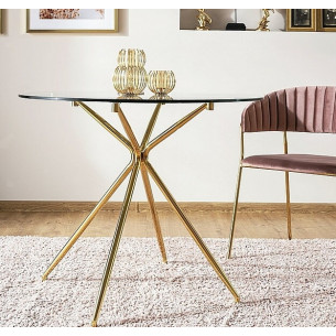 Azalia 80 transparent glass dining table with golden legs Signal