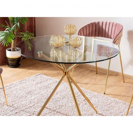 Azalia 80 transparent glass dining table with golden legs Signal